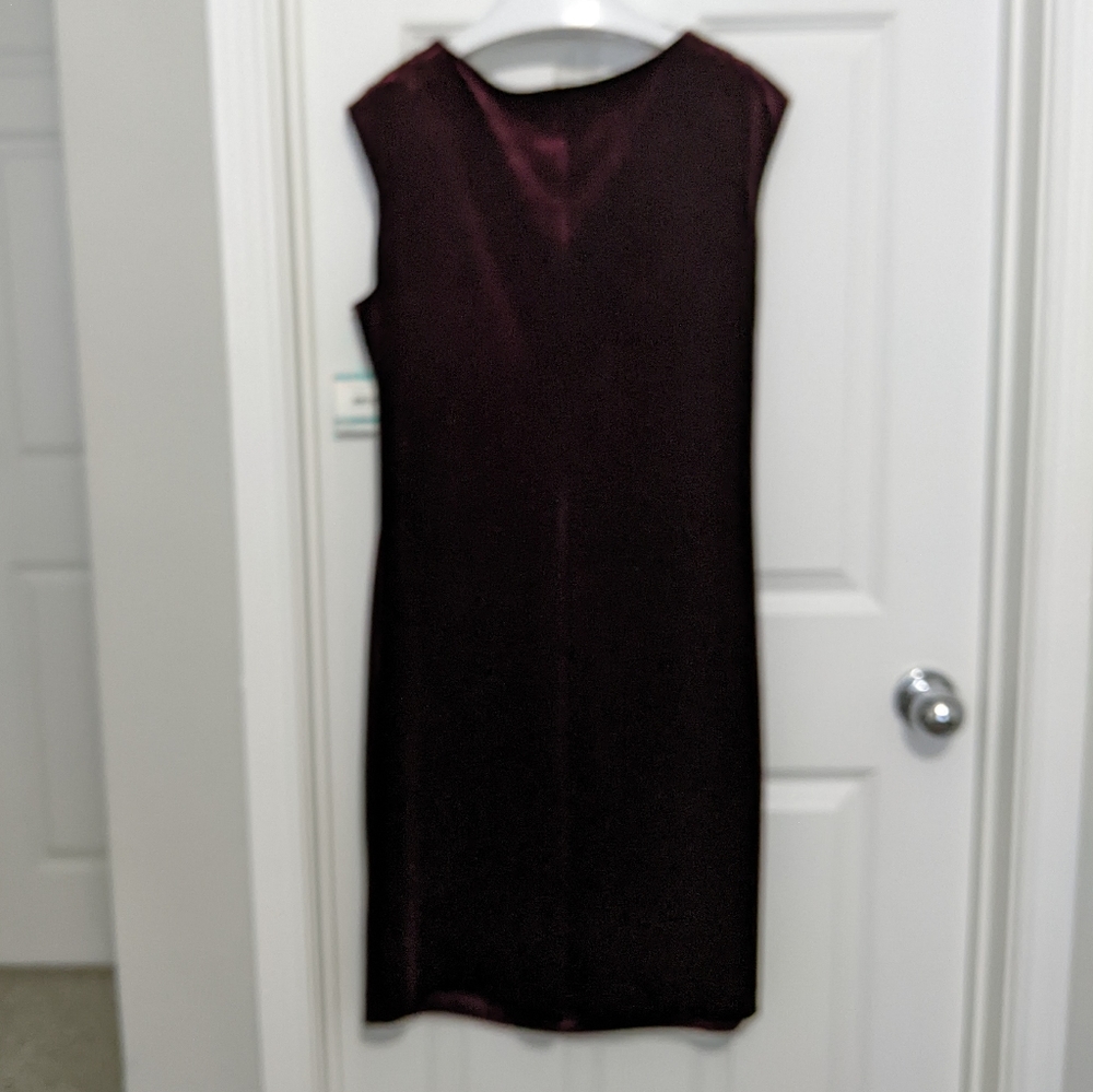 NEW ANNE KLEIN Wine Velvet Cowl Neck Stretch Pull-on Formal Dress Size 16 - Picture 5 of 11
